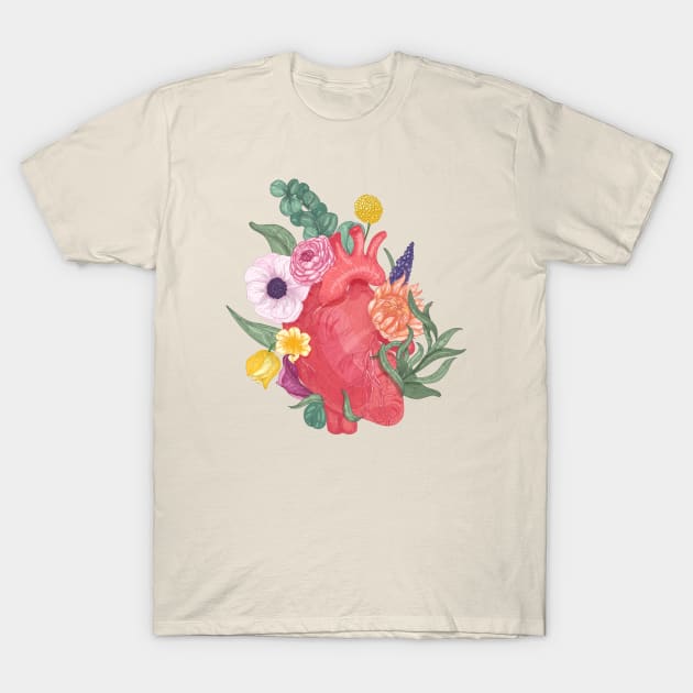 Floral human heart T-Shirt by Dr.Bear